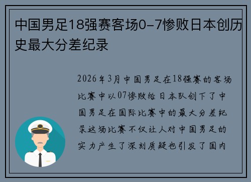 中国男足18强赛客场0-7惨败日本创历史最大分差纪录 中国男足18强赛客场0-7惨败日本创历史最大分差纪录